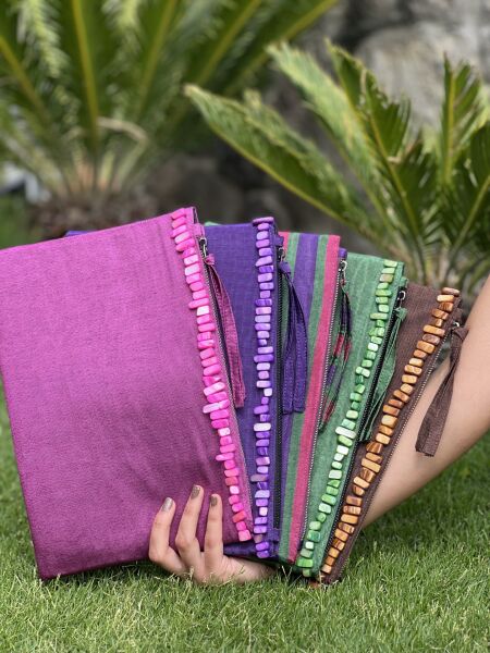 RENKLİ ÇİZGİLİ CLUTCH ÇANTA