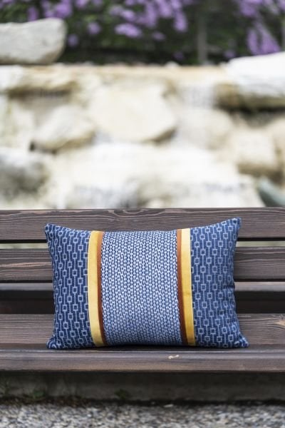 Navy Blue Şeritli Dekoratif Yastık Kılıfı