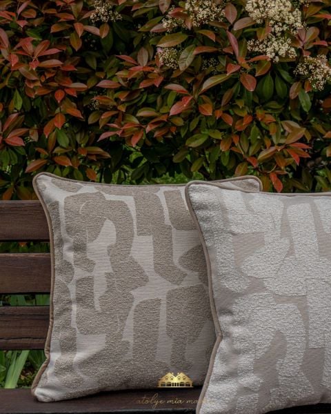 KOMBİN 2'Lİ Pattern Serisi Krem ve Toprak Dekoratif Yastık Kılıfı