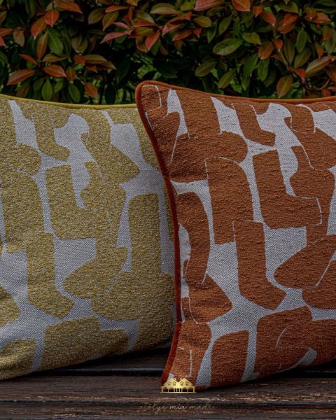 KOMBİN 2'Lİ Pattern Serisi Sarı ve Kiremit  Dekoratif Yastık Kılıfı