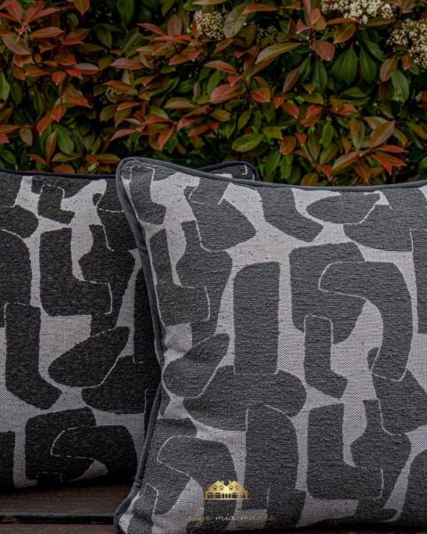 KOMBİN 2'Lİ Pattern Serisi Siyah ve Gri Dekoratif Yastık Kılıfı