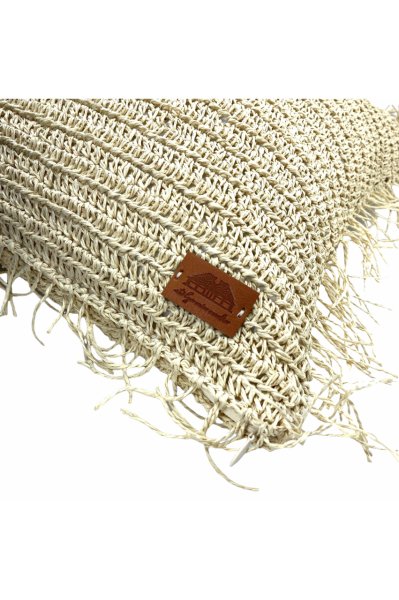 Bali Krem Kare Dekoratif Yastık Kılıfı