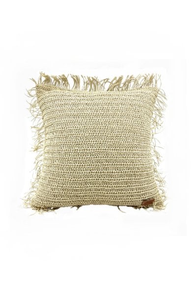 Bali Krem Kare Dekoratif Yastık Kılıfı
