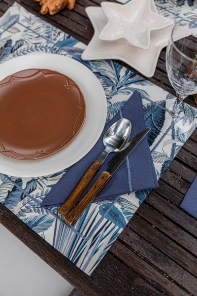 Foça Serisi 2'li Servis Peçete Seti, 4 Parça Denim